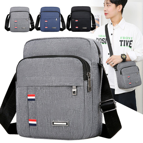Geantă de umăr din material textil pentru bărbați cu mai multe compartimente