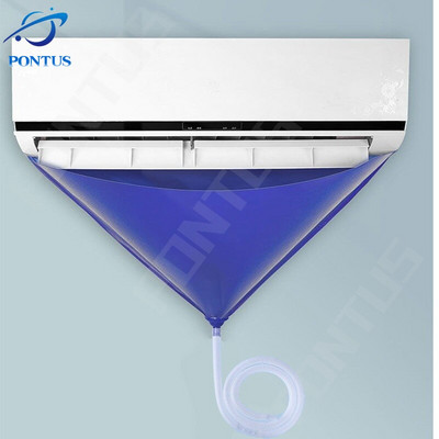 Air Conditioner Cleaning Cover with Water Pipe Washing Clean Protector Bag Waterproof Cleaning Cover Bag Household Merchandises