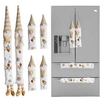 8 τεμάχια/σετ Χριστουγεννιάτικη διακόσμηση σπιτιού Κάλυμμα λαβής ψυγείου Άγιος Βασίλης πόμολο μικροκυμάτων Προστατευτικά γάντια 2022 Πρωτοχρονιάτικη διάταξη