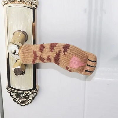 Ochranný kryt kľučky dverí v japonskom štýle s roztomilými mačacími pazúrmi, dvojvrstvový pletený kryt kľučky dverí, zahusťovanie krytov rúk na dvere