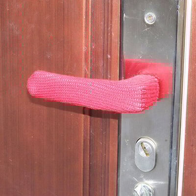 4 KS Kryt kľučky dverí proti kolízii Univerzálny pletený protišmykový ochranný kryt kľučky dverí Jednoduché zahusťovacie teplé rukavice na rukoväť