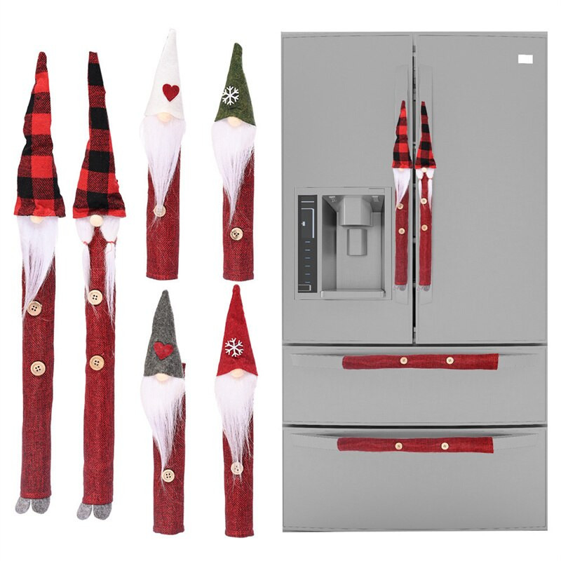 1 sada multifunkčnej rukoväte mikrovlnnej rúry, kryt na prach, rukavice na chladničku, vianočná dekorácia, novoročná kľučka dverí Santa Clausa v nákupnom centre