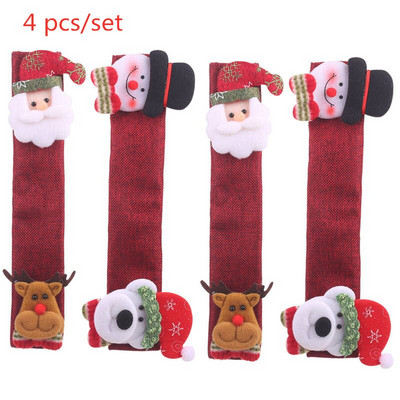 4 ks/sada rukavíc na rukoväť chladničky, vianočná dekorácia, ochranné kryty na rukoväť mikrovlnnej rúry, ľanové látky, rukavice na kľučku dverí, lacné