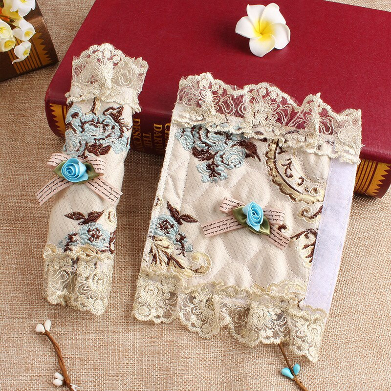 2 ks/sada čipkovaných rukovätí, krytov na rukoväte chladničky, rukavíc, dvojdverových chladničiek, rúr, kuchynských skriniek, dekorácií dverí, doplnkov