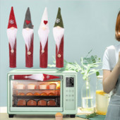 Set de 8 piese Mănuși de Crăciun electrice rezistente la praf pentru cuptor cu microunde mâner frigider husă de protecție Bătrân cu barbă lungă Decorati