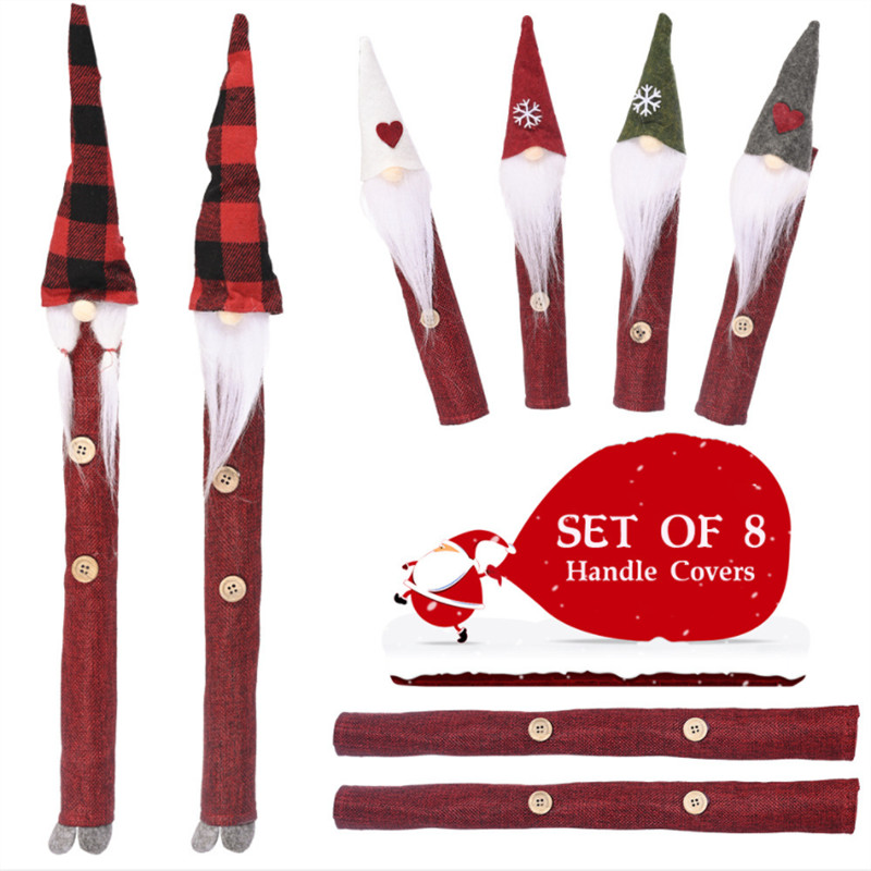 Set de 8 piese Mănuși de Crăciun electrice rezistente la praf pentru cuptor cu microunde mâner frigider husă de protecție Bătrân cu barbă lungă Decorati