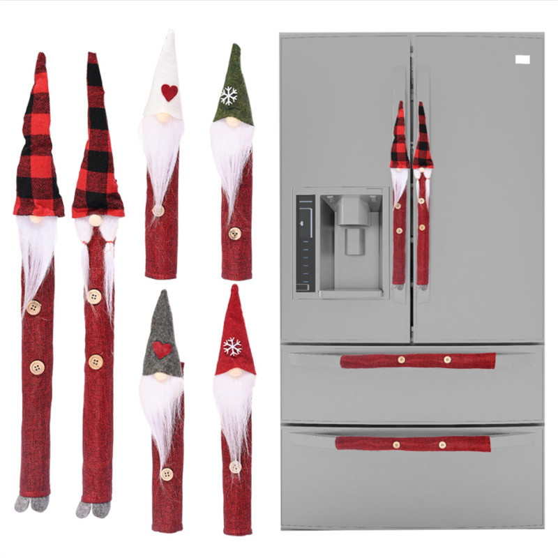 Set de 8 piese Mănuși de Crăciun electrice rezistente la praf pentru cuptor cu microunde mâner frigider husă de protecție Bătrân cu barbă lungă Decorati