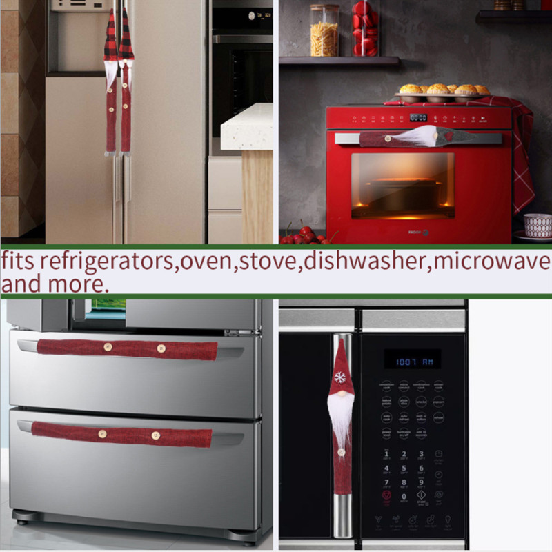 Set de 8 piese Mănuși de Crăciun electrice rezistente la praf pentru cuptor cu microunde mâner frigider husă de protecție Bătrân cu barbă lungă Decorati