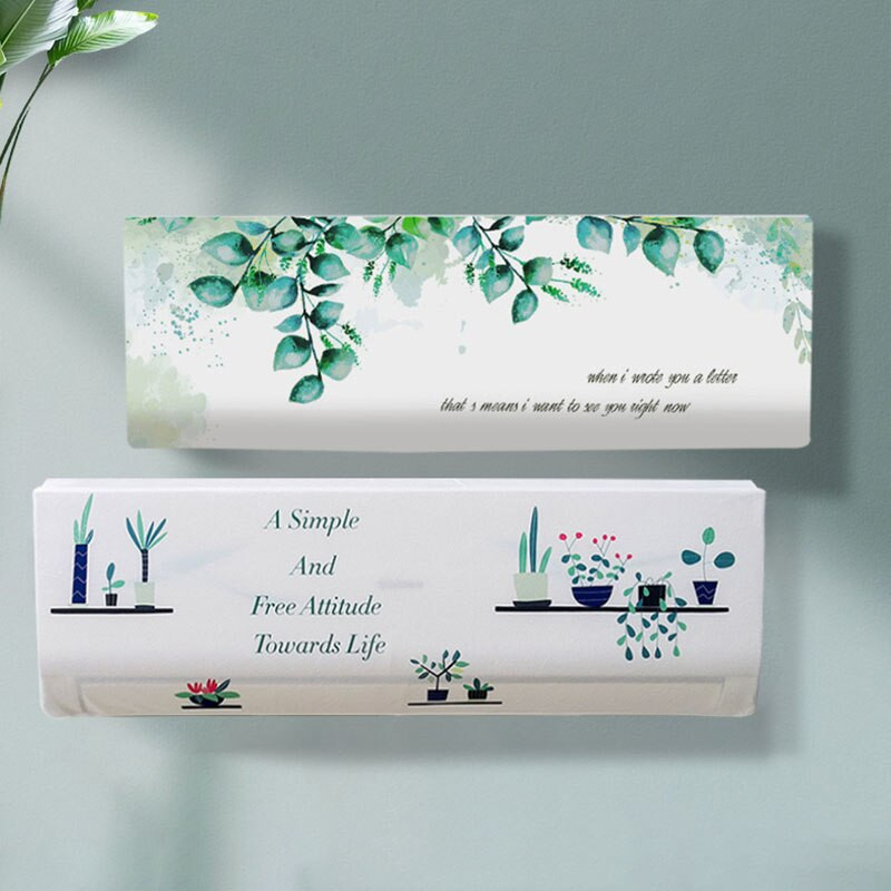 Kryt klimatizácie Nordic, vnútorný závesný ochranný kryt na klimatizáciu s potlačou tropických listov, kryt na prach pre domácu dekoráciu