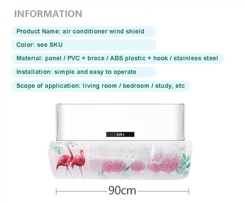 Nezasúvateľné čelné sklo klimatizácie, zavesné do interiéru, všeobecné letné a zimné praktické čelné sklo klimatizácie