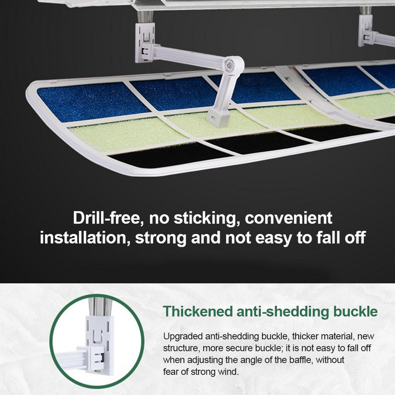 Deflektor vetra pre klimatizáciu s filtrom s aktívnym uhlím, proti priamemu fúkaniu vetra pre domácu kanceláriu, nastaviteľný deflektor klimatizácie