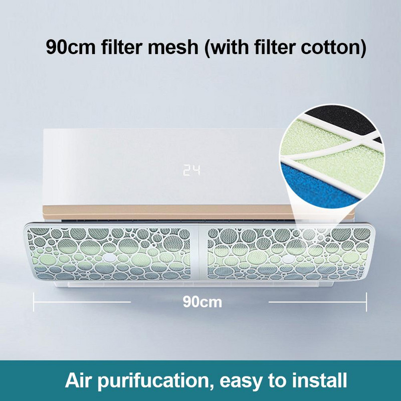 Deflektor vetra pre klimatizáciu s filtrom s aktívnym uhlím, proti priamemu fúkaniu vetra pre domácu kanceláriu, nastaviteľný deflektor klimatizácie