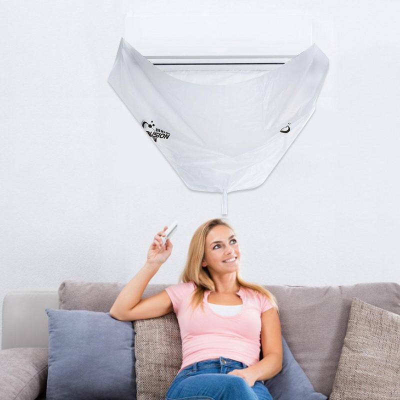 Čistiaci kryt klimatizácie, prachotesný, vodotesný, čistiaci kryt klimatizácie s odtokovým otvorom, hadicou, uterákom a rukavicami