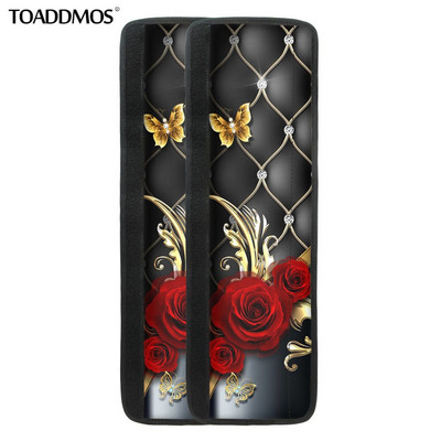 TOADDMOS Luxusný kryt kľučky dverí chladničky s potlačou lásky a ruží, ochranný kryt kľučky dverí chladničky, protišmykové kuchynské doplnky