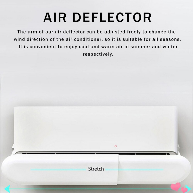 Deflektor klimatizácie, nastaviteľný, skladací, obmedzujúci, proti priamemu fúkaniu, zasúvateľný štít, kryt klimatizácie proti vetru