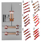4 ks vianočných krytov na rukoväť chladničky, krytov na rukoväť dverí kuchynských spotrebičov, chráničov rukavíc a gombíkov dverí #Z