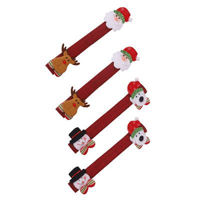 4 ks vianočných krytov na rukoväť chladničky, krytov na rukoväť dverí kuchynských spotrebičov, chráničov rukavíc a gombíkov dverí #Z