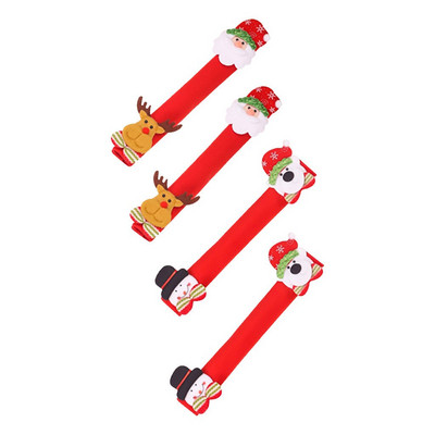 4 ks vianočných krytov na rukoväť chladničky, krytov na rukoväť dverí kuchynských spotrebičov, chráničov rukavíc a gombíkov dverí #Z