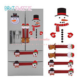 Коледни капаци за дръжки на вратите на хладилника Комплект стикери Дядо Коледа Снежен човек Калъфи за дръжки за микровълнова фурна Коледни празнични декорации