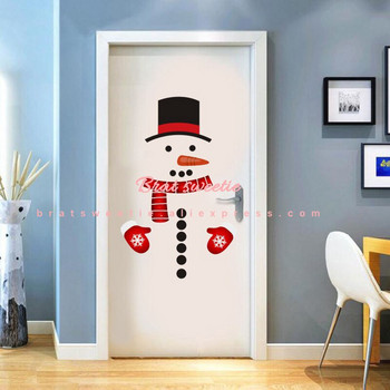 Коледни капаци за дръжки на вратите на хладилника Комплект стикери Дядо Коледа Снежен човек Калъфи за дръжки за микровълнова фурна Коледни празнични декорации
