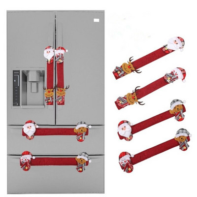 4 komada Božićne ručke za hladnjak Rukavice za vrtnu mikrovalnu pećnicu Rukavice za kvake Djed Mraz Dekoracija doma Kuhinjski pribor