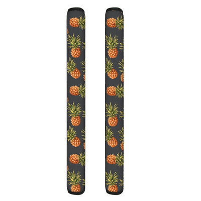 TOADDMOS Protector pentru mânerul ușii frigiderului, imprimare ananas, mănuși din poliester cu două uși, pentru bucătărie, frigider, decorațiuni interioare