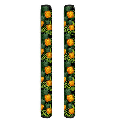 TOADDMOS Protector pentru mânerul ușii frigiderului, imprimare ananas, mănuși din poliester cu două uși, pentru bucătărie, frigider, decorațiuni interioare