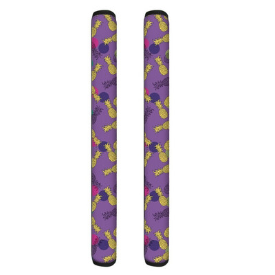 TOADDMOS Protector pentru mânerul ușii frigiderului, imprimare ananas, mănuși din poliester cu două uși, pentru bucătărie, frigider, decorațiuni interioare