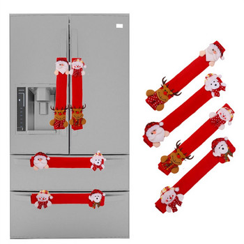 4 τμχ/σετ Χριστουγεννιάτικο Κάλυμμα Λαβής Ψυγείου Πανί Κουζίνα Πόρτα σπιτιού Ψυγείο Συσκευές Πόμολο Αντιολισθητικό Προστατευτικό Χριστουγεννιάτικη διακόσμηση