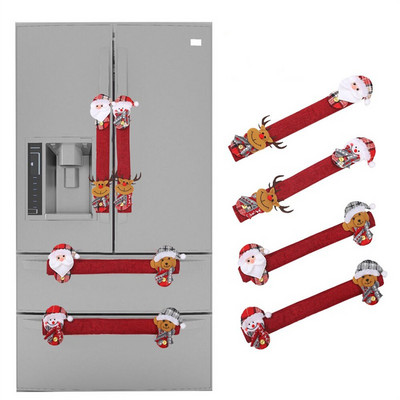 4 бр./компл. Коледна дръжка за хладилник Капак Плат Кухня Домашна врата Хладилник Уреди Копче Протектор против хлъзгане Коледна украса