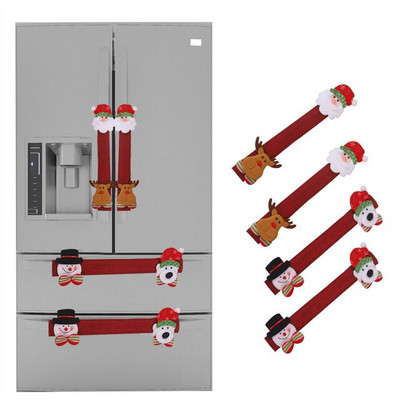 4 бр./компл. Коледна дръжка за хладилник Капак Плат Кухня Домашна врата Хладилник Уреди Копче Протектор против хлъзгане Коледна украса