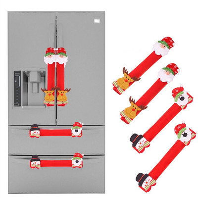 4 бр./компл. Коледна дръжка за хладилник Капак Плат Кухня Домашна врата Хладилник Уреди Копче Протектор против хлъзгане Коледна украса