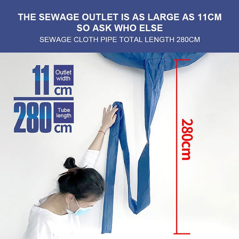 Profesionálny kryt na čistenie klimatizácie, nástenný umývací kryt s odtokom, vodotesný ochranný kryt proti prachu