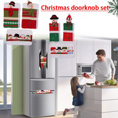 3 ks vianočných krytov kľučiek dverí chladničky s kresleným snehuliakom, chránič kľučiek dverí mikrovlnnej rúry WWO66