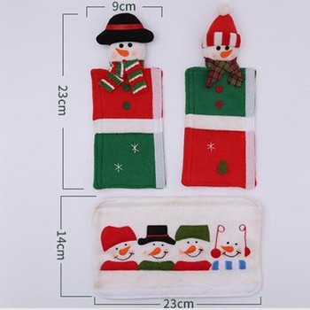 3 ΤΕΜ. Χριστουγεννιάτικα καλύμματα λαβής πόρτας ψυγείου Cartoon Snowman Φούρνος μικροκυμάτων πόμολο μανίκι λαβή μπάρα προστατευτικό WWO66