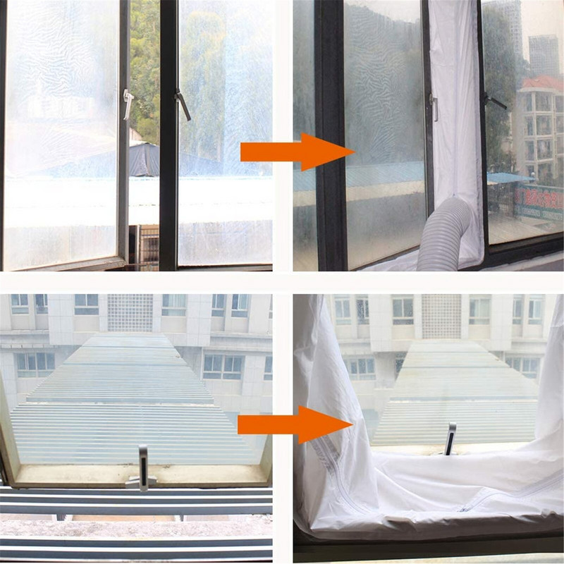 1 ks tesniacej látky na okno s 1 ks kotúčom pásov Tesnenie okien pre mobilné klimatizácie, sušičky klimatizácií a výfukové systémy