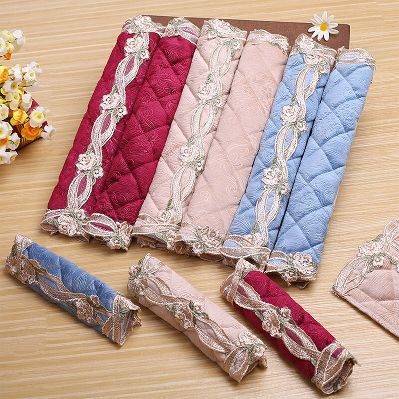 2 balenia vyšívaných krytov kľučiek dverí chladničky, ručne vyrábaných ochranných rukavíc na kľučky dverí pre kuchynské spotrebiče chladničky a rúry