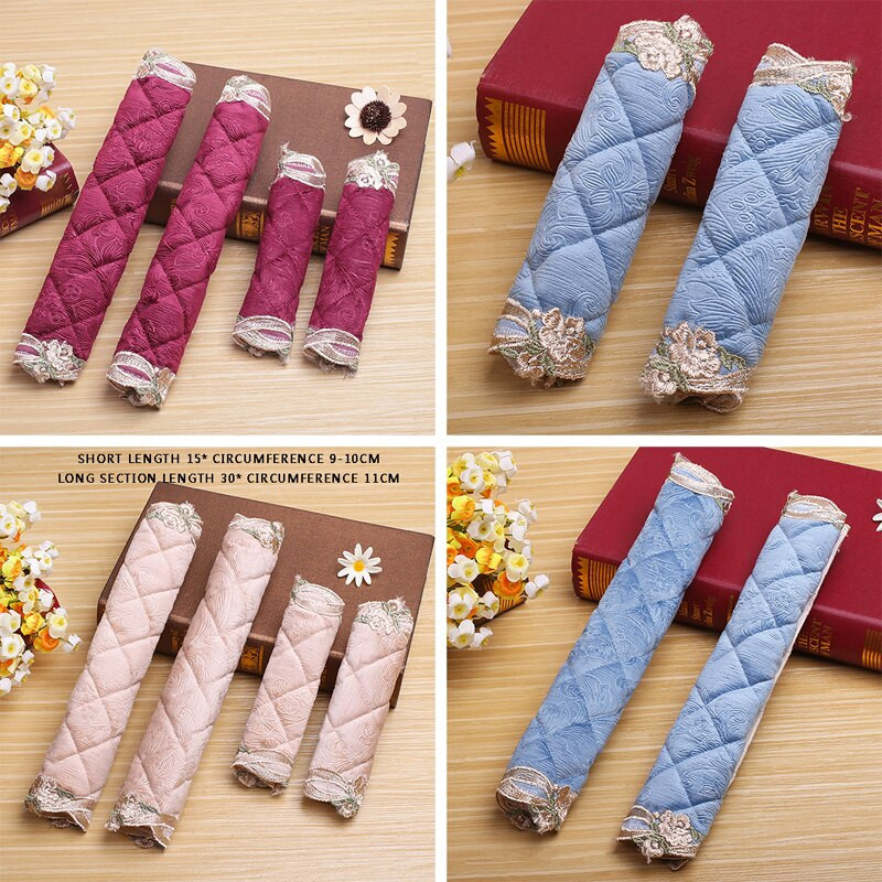 2 balenia vyšívaných krytov kľučiek dverí chladničky, ručne vyrábaných ochranných rukavíc na kľučky dverí pre kuchynské spotrebiče chladničky a rúry