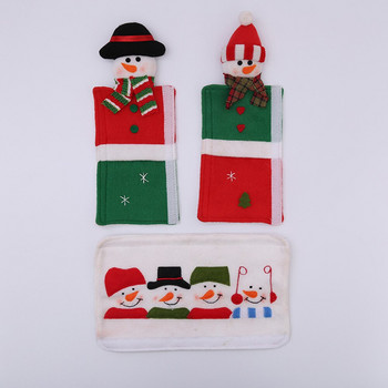 3 ΤΕΜ Χριστουγεννιάτικα καλύμματα λαβής πόρτας ψυγείου Cartoon Snowman Φούρνος μικροκυμάτων πόμολο πόρτας μανίκι λαβή μπάρας προστατευτικό SCVD889
