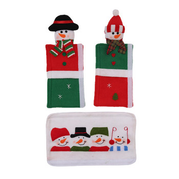3 БР. Коледни капаци за дръжки на вратите на хладилника Карикатура Снежен човек Микровълнова фурна Дръжка за дръжка Протектор на бара SCVD889