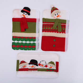 3 ΤΕΜ. Χριστουγεννιάτικα καλύμματα λαβής πόρτας ψυγείου Cartoon Snowman Φούρνος μικροκυμάτων πόμολο πόρτας μανίκι λαβή μπάρας προστατευτικό SP99