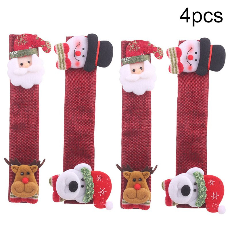 4 τεμ Χριστουγεννιάτικα καλύμματα λαβής ψυγείου Άγιος Βασίλης Φούρνος μικροκυμάτων Κάλυμμα λαβής πόρτας πλυντηρίου πιάτων Χριστουγεννιάτικη διακόσμηση για χριστουγεννιάτικο πάρτι