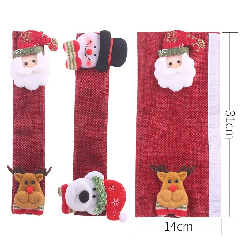 4 τεμ Χριστουγεννιάτικα καλύμματα λαβής ψυγείου Άγιος Βασίλης Φούρνος μικροκυμάτων Κάλυμμα λαβής πόρτας πλυντηρίου πιάτων Χριστουγεννιάτικη διακόσμηση για χριστουγεννιάτικο πάρτι