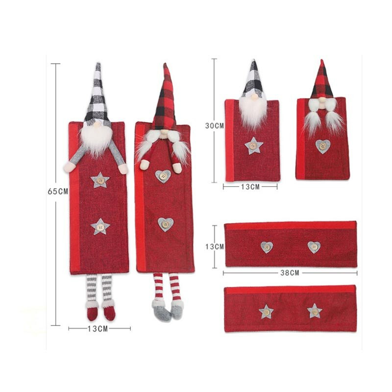 6 бр. Коледен капак за дръжката на вратата на хладилника Коледен тематичен хладилник Протектор за дръжката на микровълнова фурна Коледен домашен декор