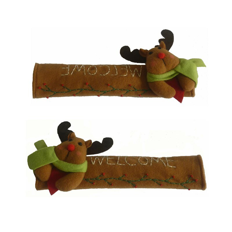 Vianočné kryty na kľučku dverí chladničky, ochranné rukavice pre kryty kľučiek dverí chladničky a rúry, vianočné kuchynské kľučky, 1 pár