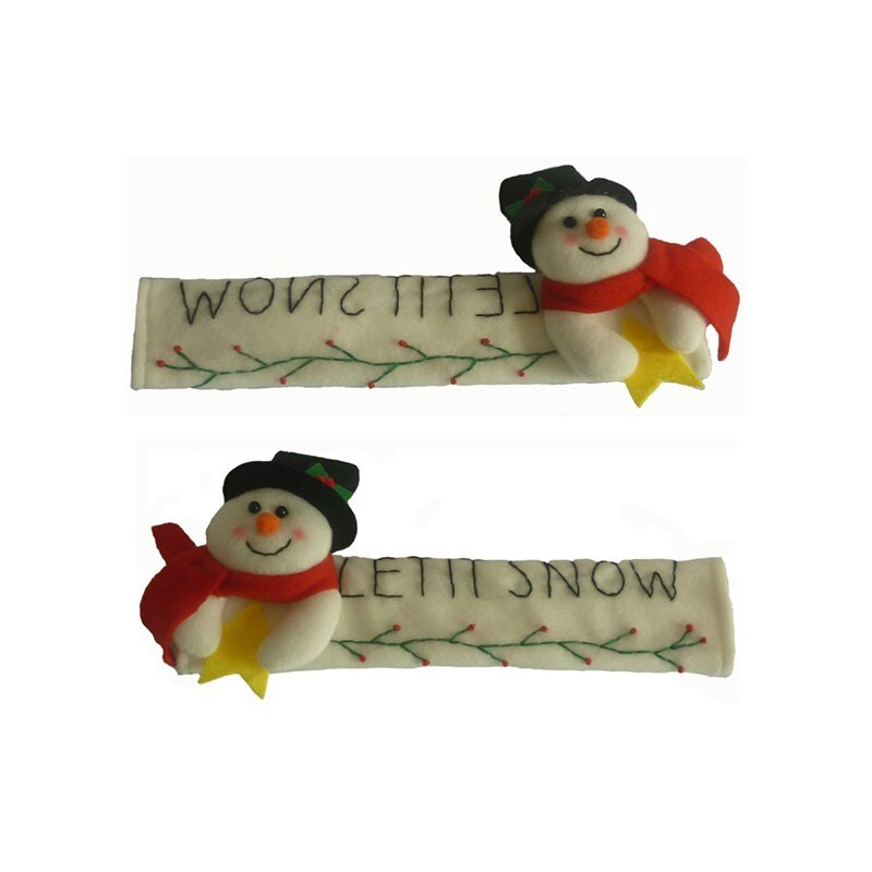 2 ks vianočné kryty rukovätí dverí, kryty rukovätí chladničky, rukavice, domáce doplnky, roztomilý kryt rukoväte dverí chladničky s dvoma dverami