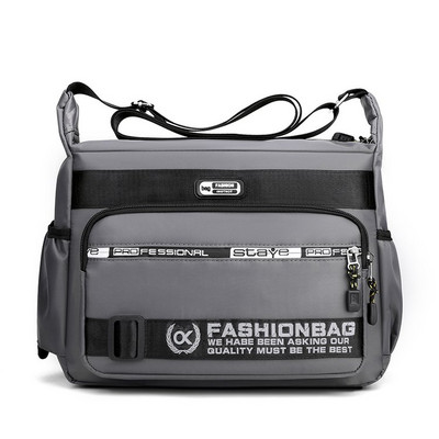 Textilná pánska taška s nápisom a vreckom