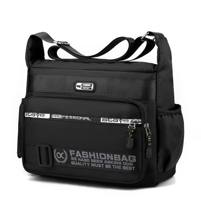 Textilná pánska taška s nápisom a vreckom