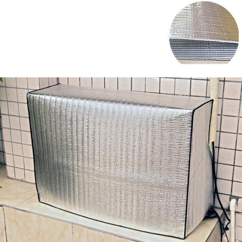 Kovový hliníkový fóliový kryt klimatizácie, vonkajší kryt klimatizácie, ochrana pred slnkom, strieborný vonkajší kryt klimatizácie