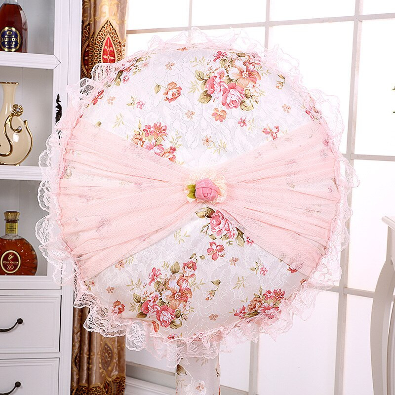 dia45-50cm grindų stovas elektrinis ventiliatoriaus dangtelio rinkinys rožinis nėriniuotas gėlių užvalkalas skirtas elektriniam ventiliatoriui namų dekoravimui